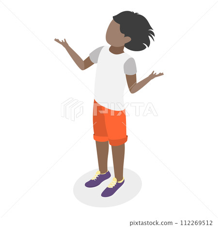 3D Isometric Flat Vector Set of Singing Children. Item 3 112269512