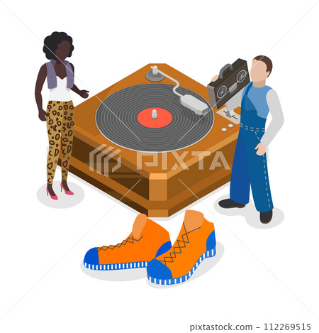 3D Isometric Flat Vector Illustration of Rap Music Lifestyle. Item 1 3D Isometric Flat Vector Illustration of Rap Music Lifestyle. Item 1 112269515