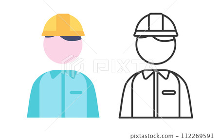 Men in work clothes wearing a helmet 112269591