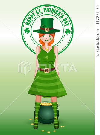 St.Patricks Day design with red-haired girl 112271103