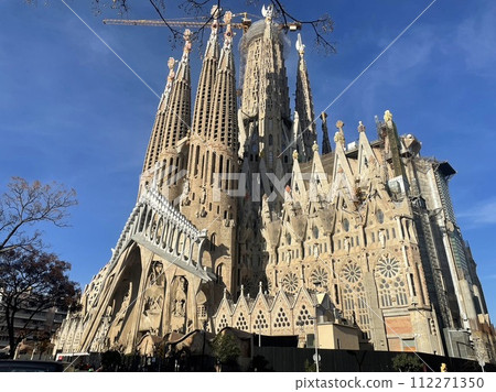 Sagrada Familia against the blue sky. From the back side Sagrada Familia against the blue sky. From the back side 112271350