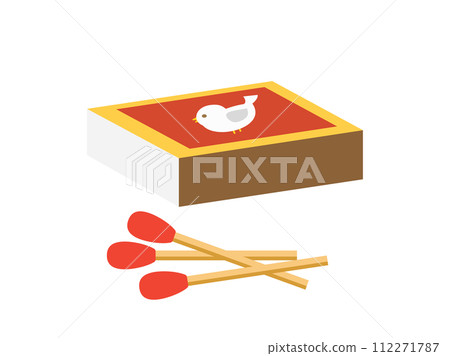 火柴盒與火柴棍和鳥的插圖 112271787