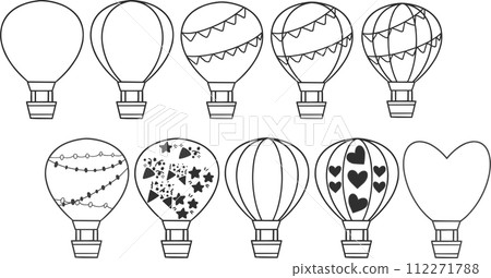 Hot Air Balloon Line Art, Simple Vector Line Art 112271788