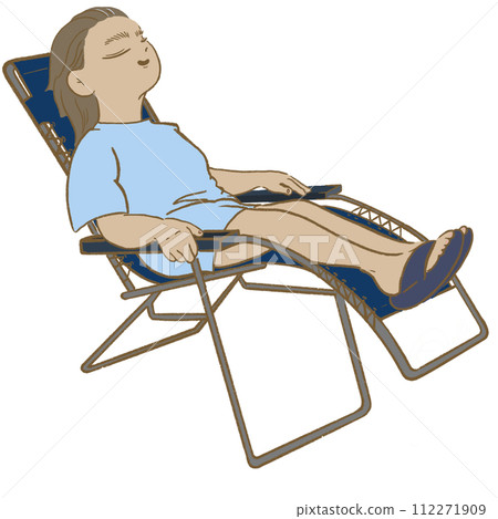 woman sitting in a reclining chair 112271909