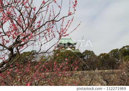 Early spring scenery of Osaka Castle Park with the scent of plum blossoms 112271969