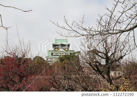 Early spring scenery of Osaka Castle Park with the scent of plum blossoms 112272190