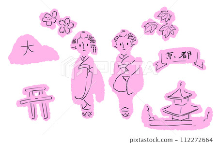 京都的簡單手繪圖像插圖 京都的簡單手繪圖像插圖 112272664