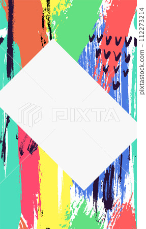 Abstract multicolored paint brush strokes white space. Artistic colorful background creative design. Modern art expression vector illustration Abstract multicolored paint brush strokes white space. Artistic colorful background creative design. Modern art expression vector illustration 112273214