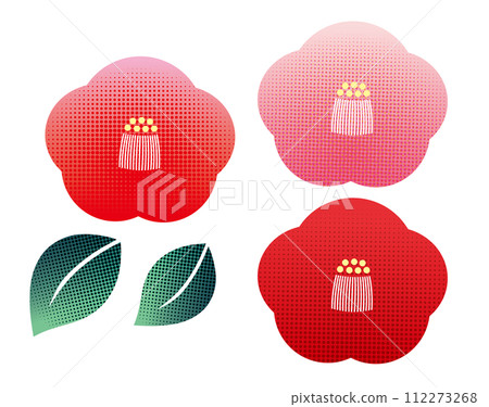 Dotted grunge camellia icon 112273268