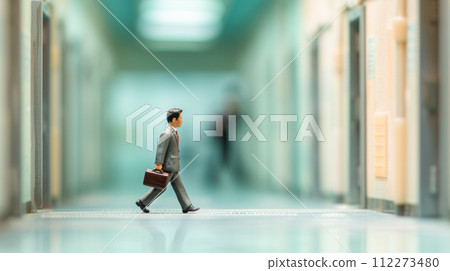 Businessman walking in the office (miniature) 112273480