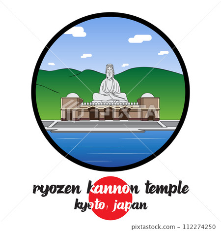 Circle Icon Ryozen Kannon Temple. vector illustration Circle Icon Ryozen Kannon Temple. vector illustration 112274250