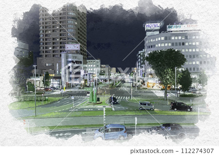 Watercolor style Takasaki Station East Exit Takasaki City, Gunma Prefecture Watercolor style Takasaki Station East Exit Takasaki City, Gunma Prefecture 112274307