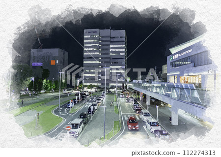 Watercolor style Takasaki Station East Exit Takasaki City, Gunma Prefecture 112274313