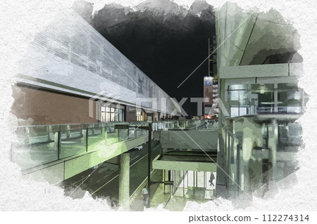 Watercolor style Takasaki Station East Exit Takasaki City, Gunma Prefecture 112274314