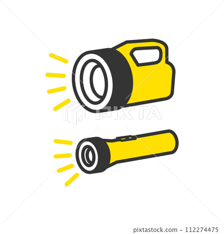 Illustration of a bright flashlight that lights up 112274475