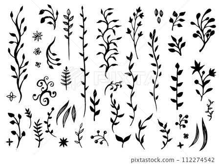 黑色批次手繪植物裝飾品套裝 黑色批次手繪植物裝飾品套裝 112274542