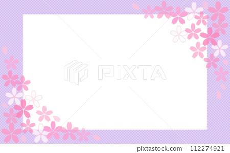 Cherry blossom frame checkered pattern white space pastel color 112274921