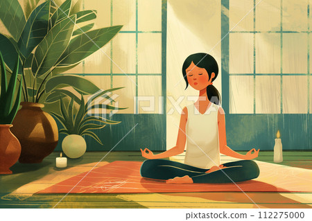 一位女士在日式房間做瑜伽 一位女士在日式房間做瑜伽 112275000