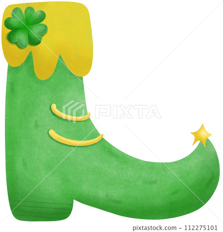 St. Patrick's Day pair of boots on green with shamrocks St. Patrick's Day pair of boots on green with shamrocks 112275101