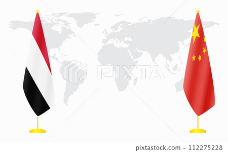 China and Yemen flags for official meeting China and Yemen flags for official meeting 112275228
