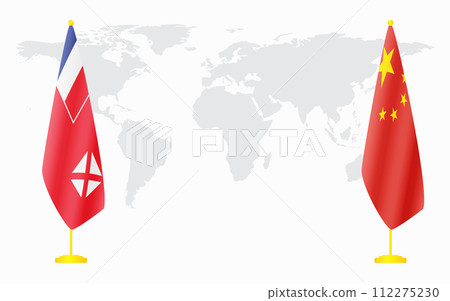 China and Wallis and Futuna flags for official meeting China and Wallis and Futuna flags for official meeting 112275230