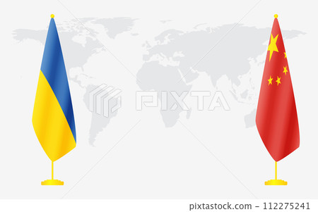 China and Ukraine flags for official meeting 112275241