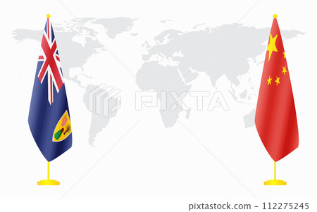 China and Turks and Caicos flags for official meeting 112275245