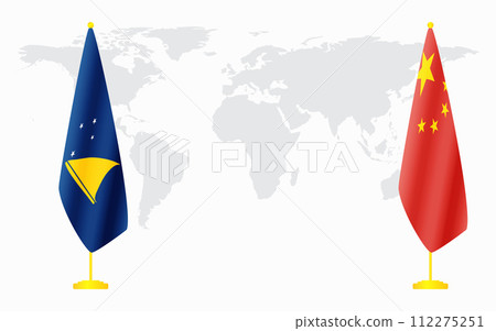 China and Tokelau flags for official meeting China and Tokelau flags for official meeting 112275251