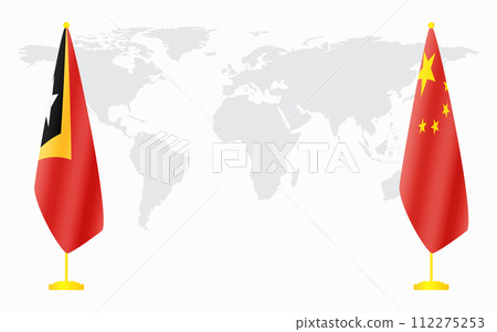 China and East Timor flags for official meeting 112275253