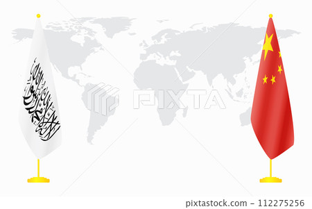 China and Afghanistan flags for official meeting China and Afghanistan flags for official meeting 112275256