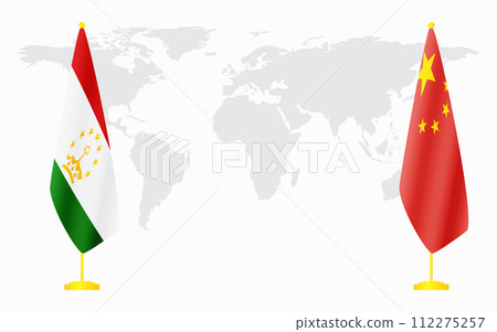 China and Tajikistan flags for official meeting 112275257
