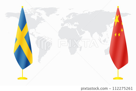 China and Sweden flags for official meeting China and Sweden flags for official meeting 112275261