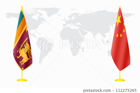 China and Sri Lanka flags for official meeting 112275265