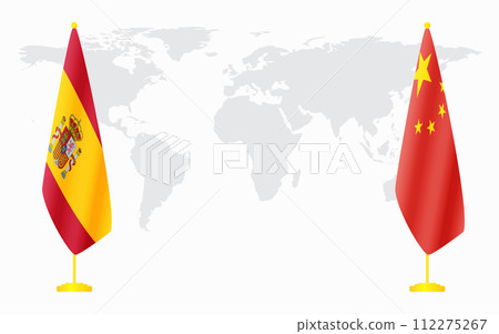 China and Spain flags for official meeting 112275267