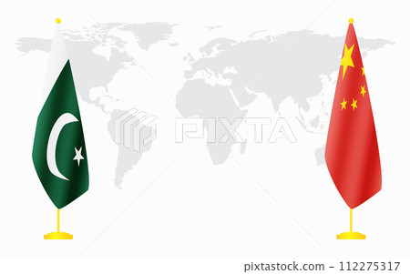 China and Pakistan flags for official meeting China and Pakistan flags for official meeting 112275317