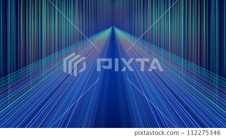 Colorful extended fiber optic lines space network and technology scene background 112275346