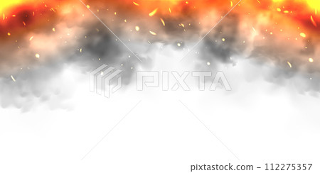 Black realistic smoke, dust clouds isolated on white background. Dirty polluted smog or fog. Air pollution, mist effect. Smoke from fire or explosion. Vector illustration Black realistic smoke, dust clouds isolated on white background. Dirty polluted smog or fog. Air pollution, mist effect. Smoke from fire or explosion. Vector illustration 112275357
