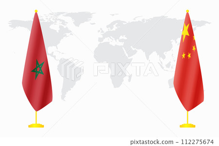 China and Morocco flags for official meeting China and Morocco flags for official meeting 112275674