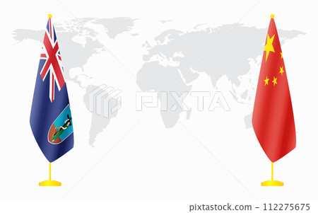 China and Montserrat flags for official meeting China and Montserrat flags for official meeting 112275675