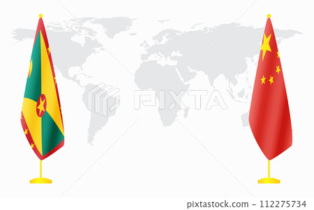 China and Grenada flags for official meeting 112275734