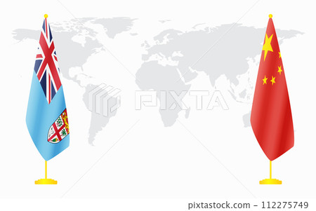 China and Fiji flags for official meeting China and Fiji flags for official meeting 112275749