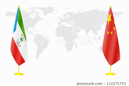 China and Equatorial Guinea flags for official meeting China and Equatorial Guinea flags for official meeting 112275755