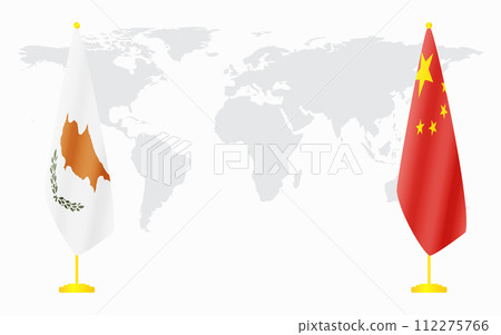 China and Republic of Cyprus flags for official meeting 112275766