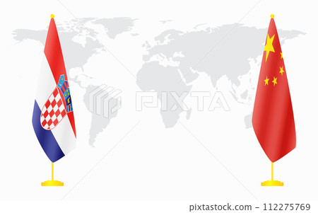 China and Croatia flags for official meeting China and Croatia flags for official meeting 112275769