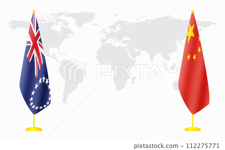 China and Cook Islands flags for official meeting China and Cook Islands flags for official meeting 112275771