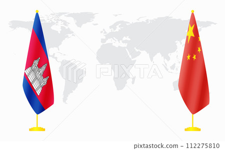 China and Cambodia flags for official meeting China and Cambodia flags for official meeting 112275810
