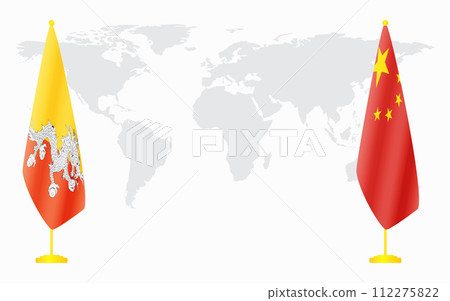 China and Bhutan flags for official meeting 112275822