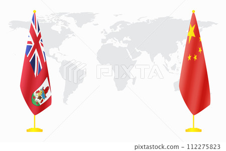China and Bermuda flags for official meeting 112275823