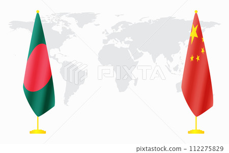 China and Bangladesh flags for official meeting 112275829