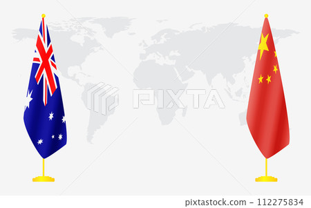China and Australia flags for official meeting China and Australia flags for official meeting 112275834